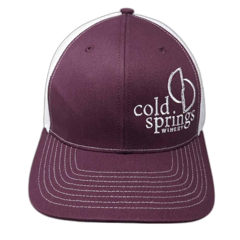 Richardson 112 Trucker Hat Red One Size Cold Springs Winery Mesh Snapback Hat